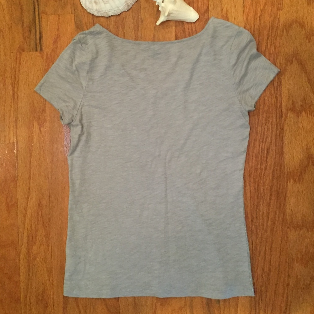 Talbots Size Small Women T shirt Seashells Shimmer Beach Nautical Short Sleeve - Picture 4 of 6
